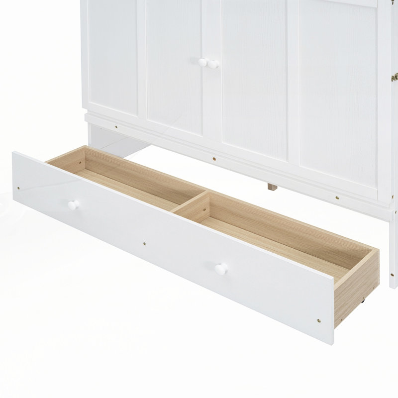 Lit escamotable avec port USB et tiroir, gris, Double