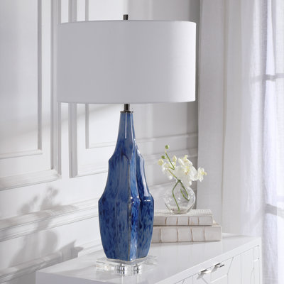 Lampe de table bleue 31 po Barone