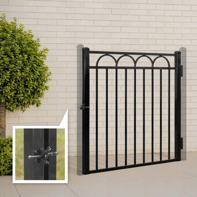 Heavy Duty 4FT Height x 4FT Width Arc Fence Gate, Anti-Rust Steel for Outdoor Fencing Barrier, Decorative Garden for Residential, Yard, Pool, Patio