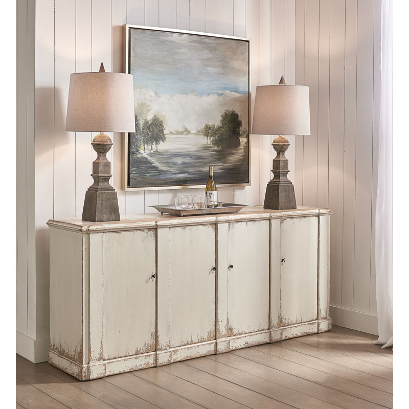 Villefranche Solid Wood Sideboard, Stone Gray