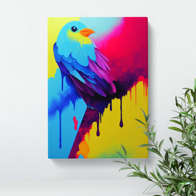 Bird Paint Drips No.3 - Wrapped Canvas Painting, 60cm H x 40cm W x 3cm D