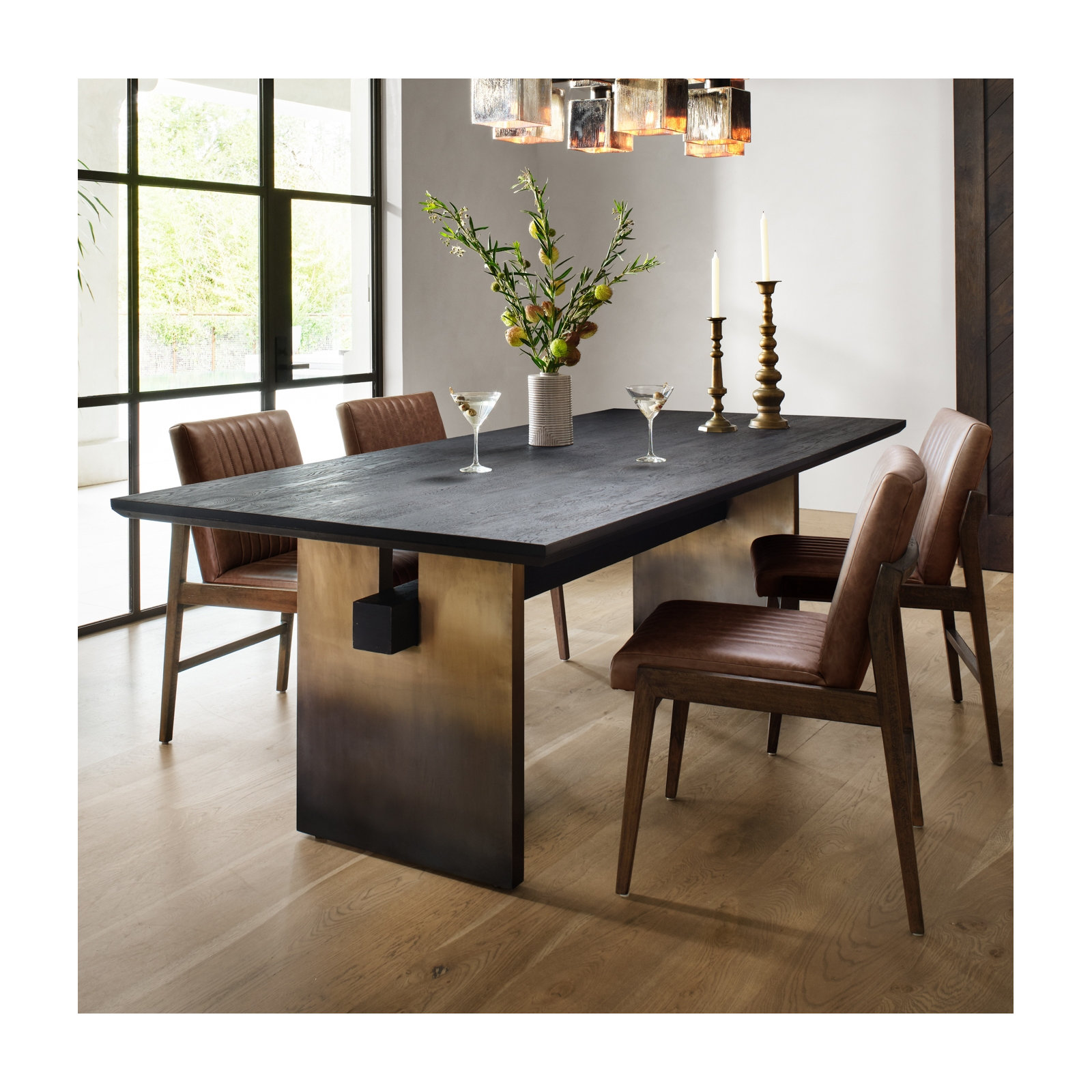 Stavros Leather Upholstered Side Chair, Sonoma Chestnut