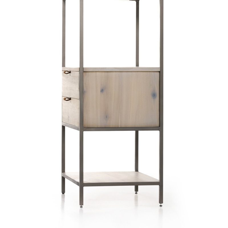 Trey Aasmin Bookshelf - Black Wash Poplar, Dove Poplar