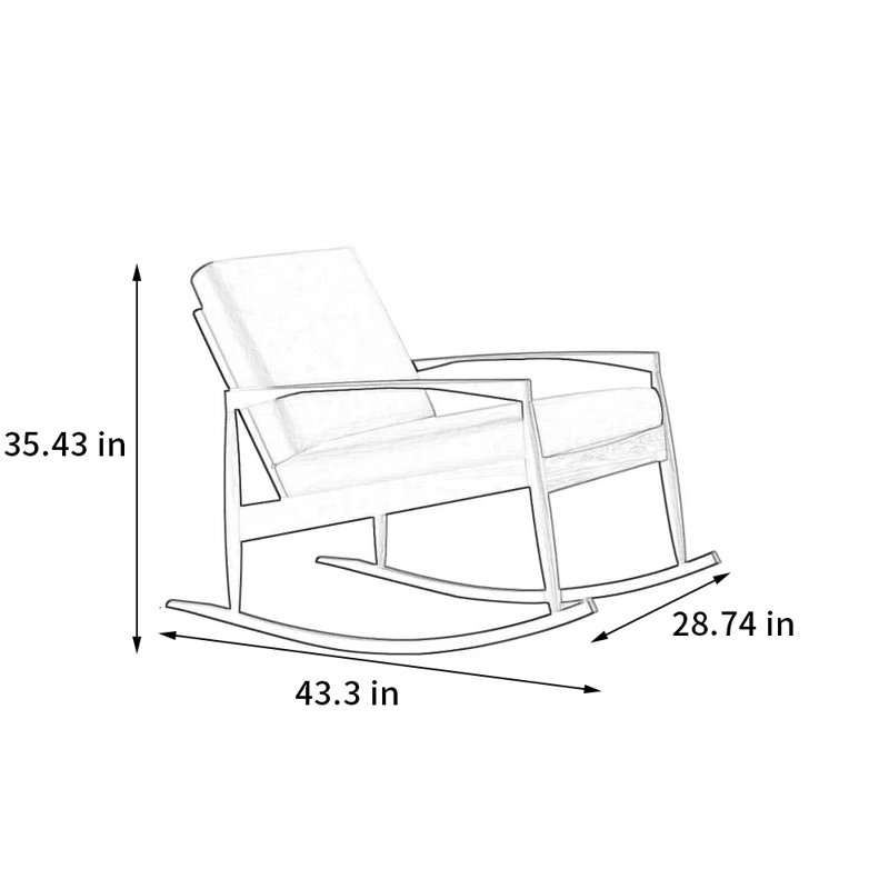 Chaise berçante en bois massif, Crème