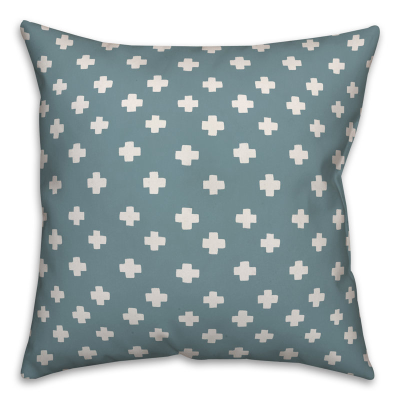 Polka Dots Reversible Throw Pillow, 18" x 18", Blue Geometric 1