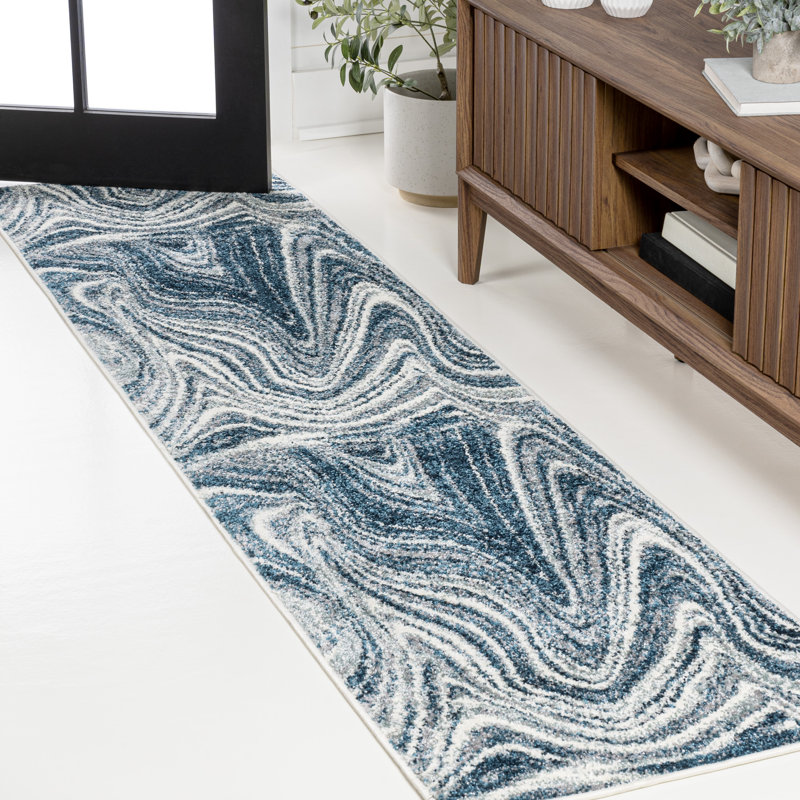 Tapis turquoise / crème Ledea, Tapis de couloir 2 pi x 9 pi