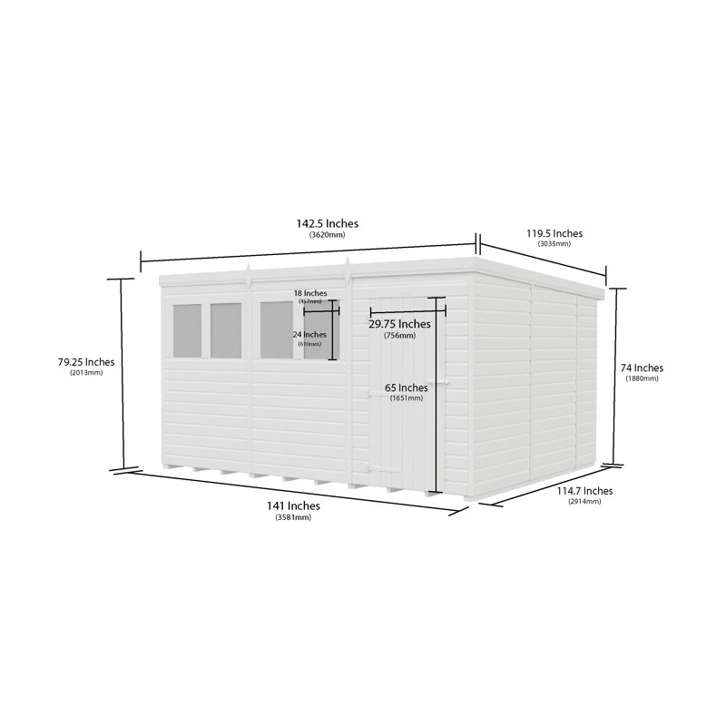 12x10 Pent Composite Shed