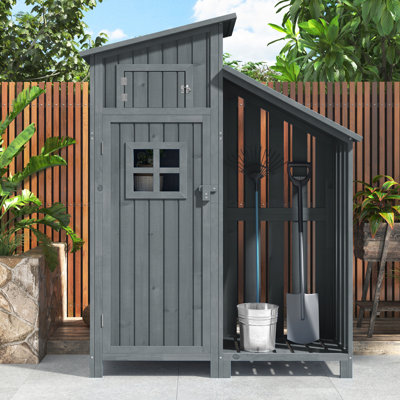 Wooden Garden Storage Shed Utility Tool Storage Cabinet