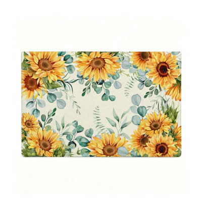 Tapis à motif tournesol jaune 47 po x 31 po, style rustique