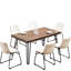 7 salle à manger en blanc antique. Table rectangulaire et 6 chaises robustes. Pieds en métal Plateau de table avec style pin. Fauteuil en similicuir. Espace requis pour la stabilité des pieds