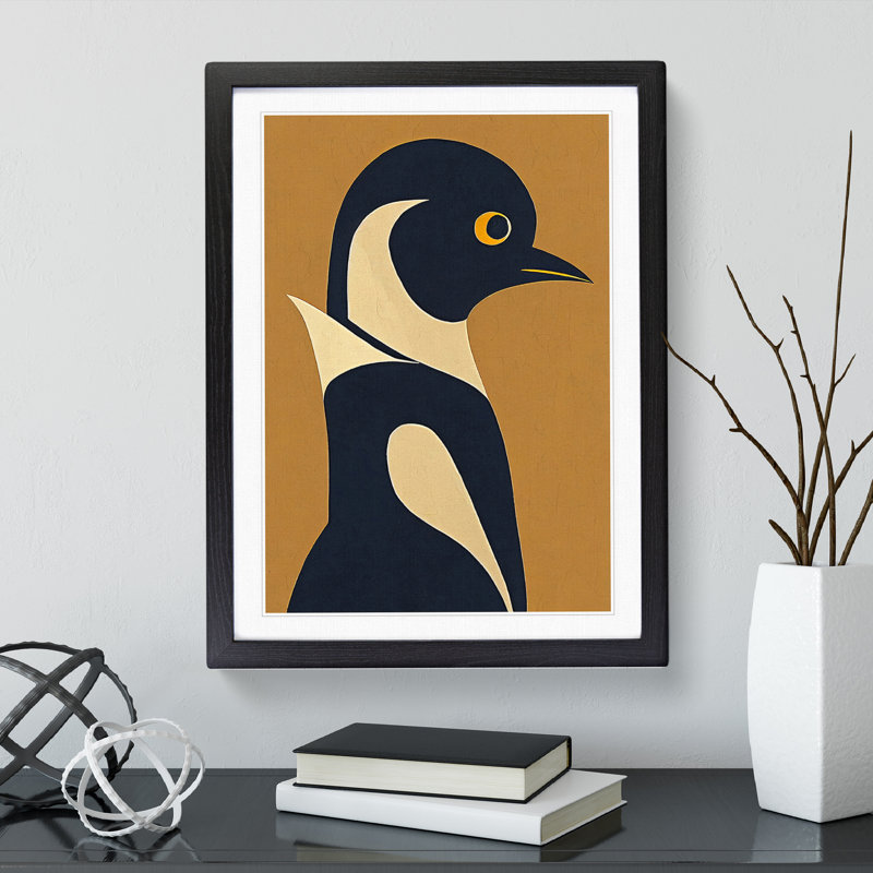 XV1022-385X Abstract Penguin No.4 - Single Picture Frame Print, Black, 46cm H x 34cm W