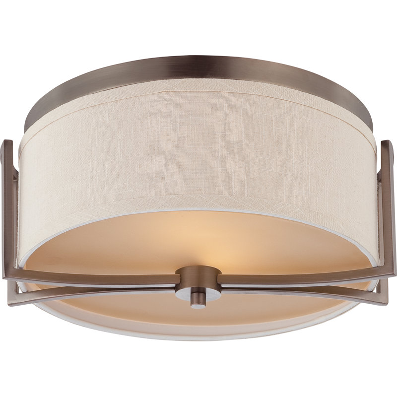 Plafonnier encastré à deux lumières de 14,75 po Addyson, Tissu brun noisette / Kaki