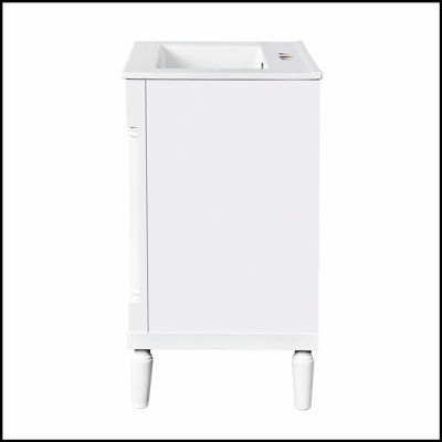 24-Inch Modern Bathroom Vanity With Top Sink, Large Storage Shelves, And Durable MDF Construction For Efficient Organization