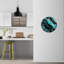 Horloge murale en verre trempé abstrait turquoise doré, horloge d'art moderne, horloge décorative, horloge murale unique, grande décoration murale, idée de cadeau-245377079-245377078
