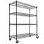 Étagères de rangement robustes en métal avec roulettes l 55,5 po x P 24 po x H 80 po, 4 niveaux réglables, capacité de 2400 lb, étagère de garage, rangement industriel roulant
