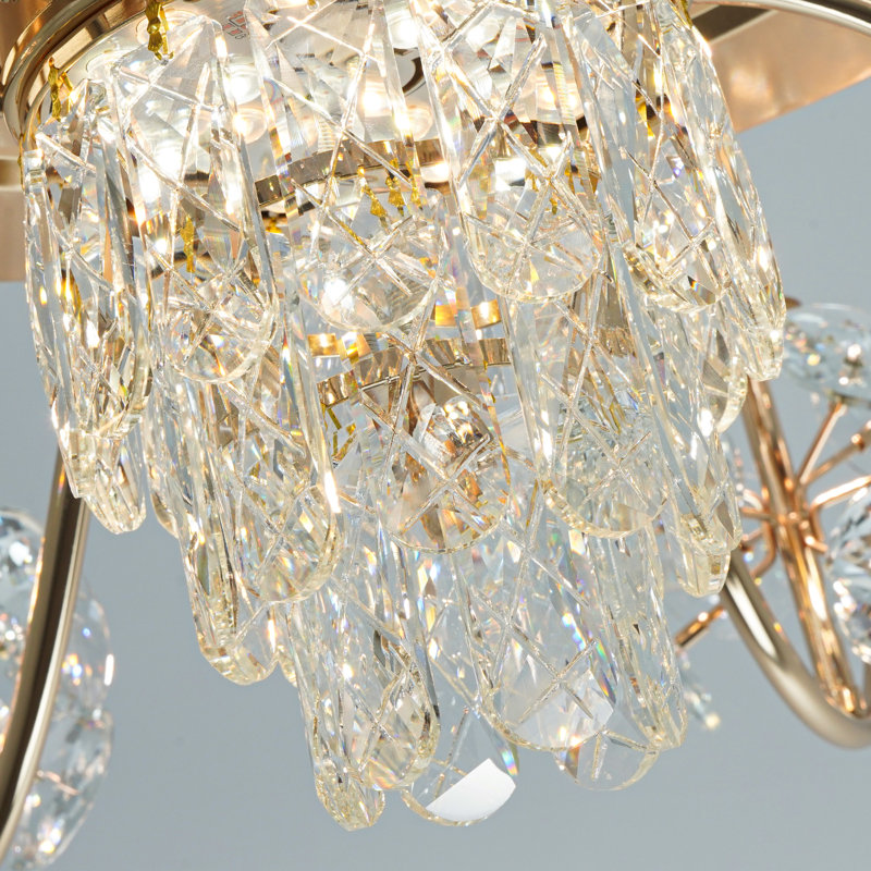 52" Modern Luxury Crystal Ceiling Fan With Led Light Kit & Remote Control, 6 Speeds, 3 Colors Changing, Reversible, Timer
