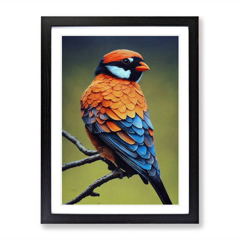 Delightful Bird - Single Picture Frame Print, Black, 64cm H x 46cm W x 2cm D