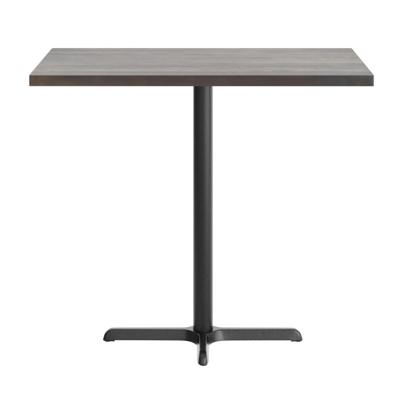 Plateau de table rectangulaire en bois massif avec base en X, H 42 po x L 48 po x l 30 po, Bois brun foncé, Noir