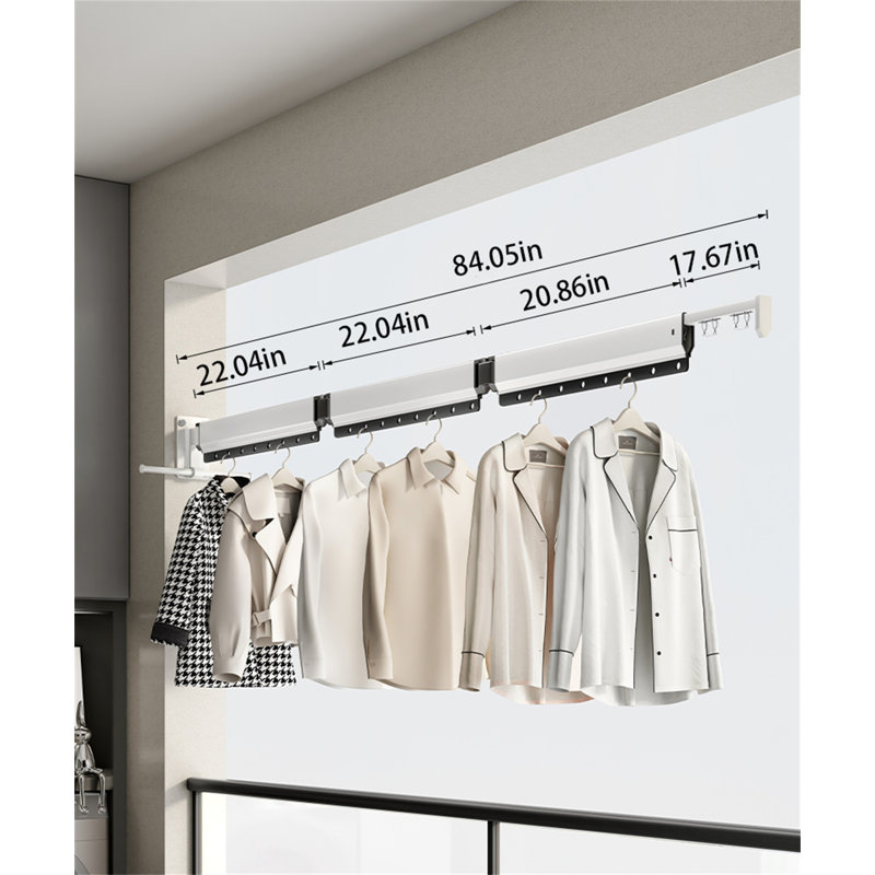 Portant pliant rétractable Spacemaster Pro, H 4,72 po x l 84,05 po x P 16,14 po