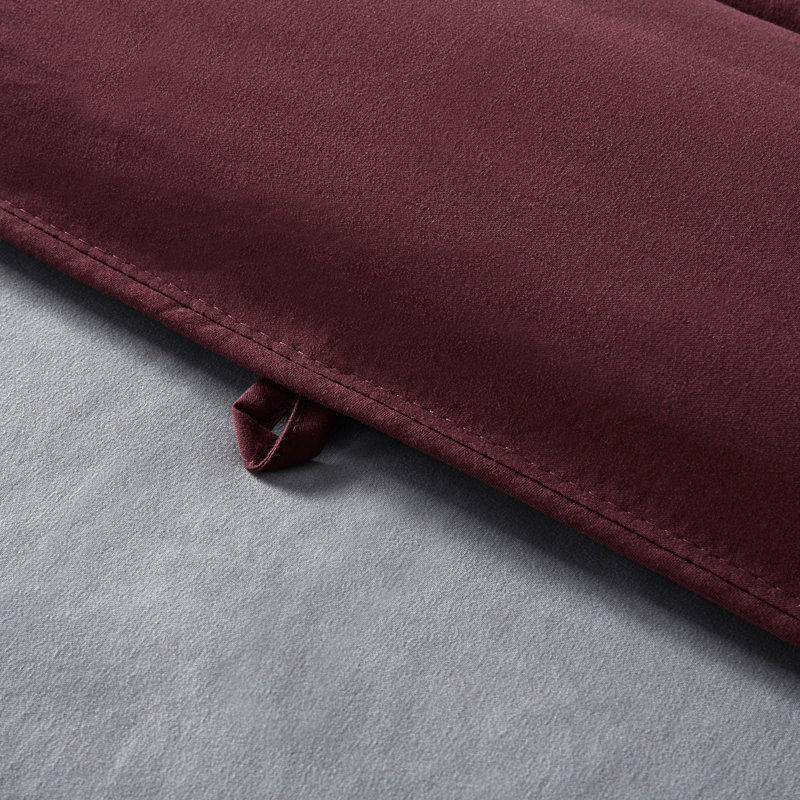 Box Stitch Comforter, Burgundy/Gray, Twin Comforter