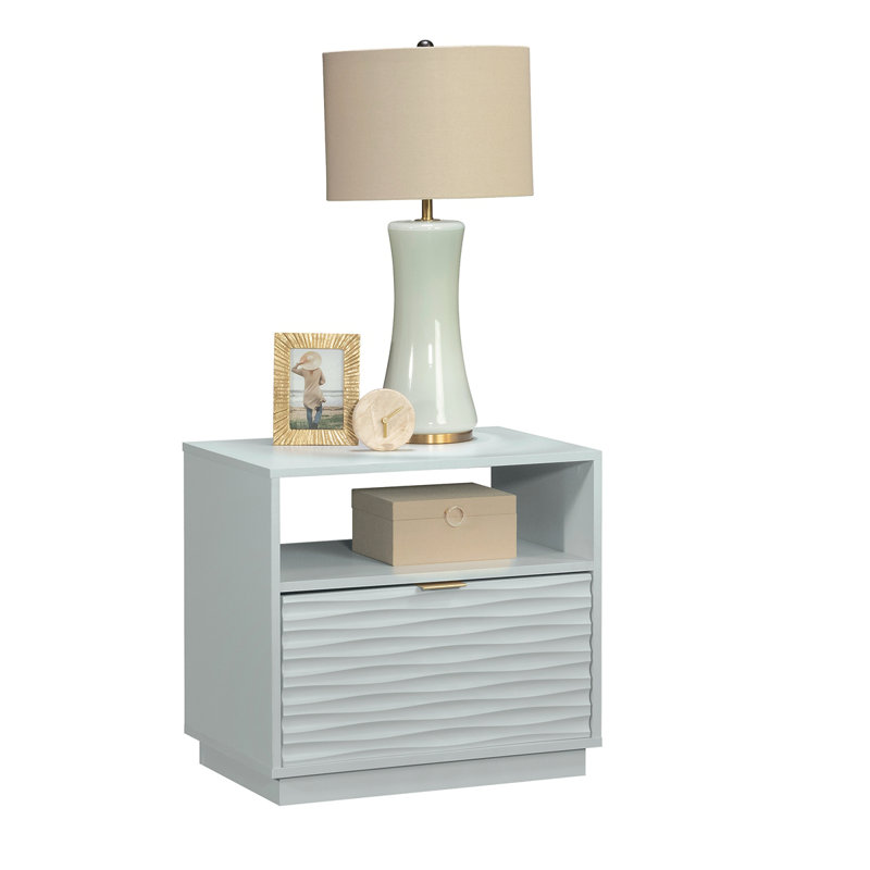 Coastal Night Stand Spacious Drawer And Open Shelf , White Finish