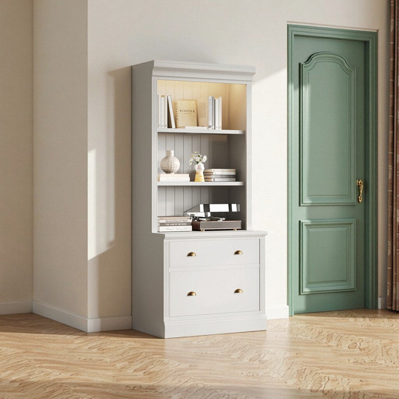 Multi-Functional Bookcase with 2 Drawers & Adjustable Shelves