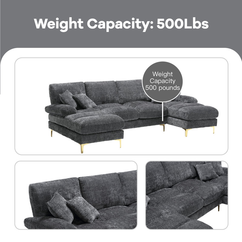 Canapé modulaire 4 pièces Aadrian, Gris chenille