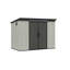 Remise de rangement extérieure en résine 6 x 11 pi avec fenêtres transparentes et évents à persiennes, remise en plastique avec portes verrouillables doubles et toit incliné, remise de jardin extérieure pour la cour, le patio, la pelouse et le gris