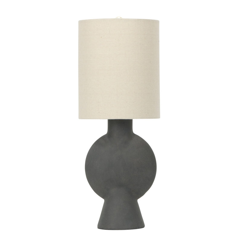 Sculptural Table Lamp with Linen Shade