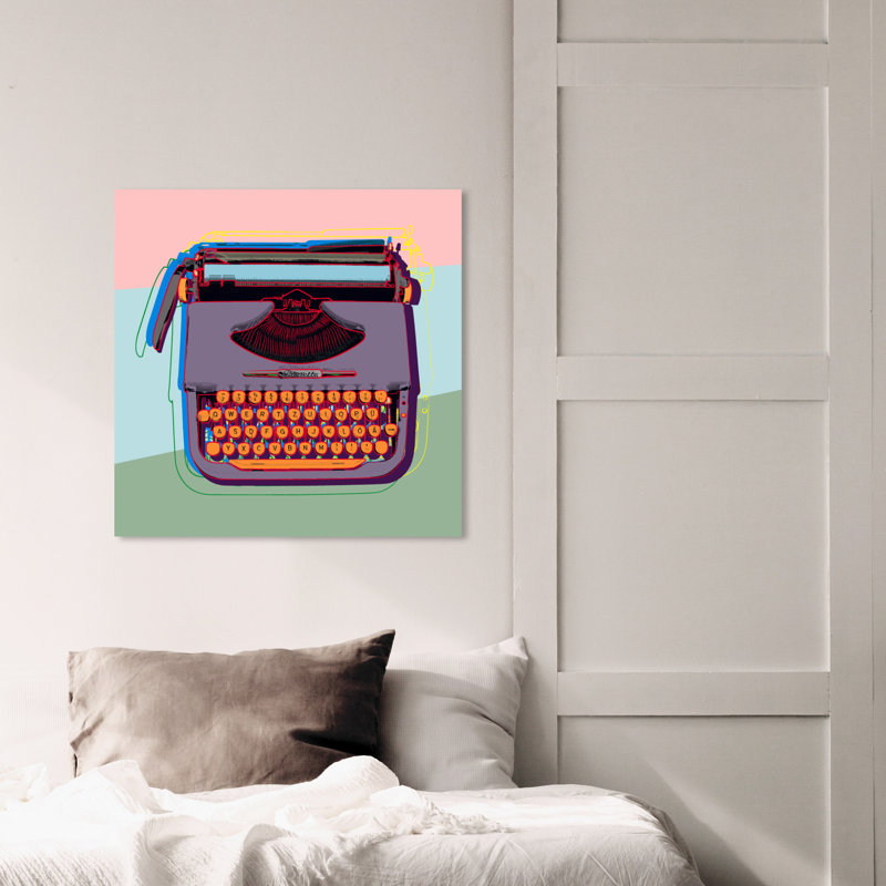 Machine à écrire classique-impression d’art graphique sur toile, Toile tendue, H 24 po x l 24 po x 1,5 po
