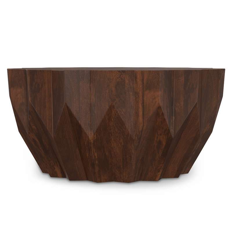 34 inch Wide Solid Mango Wood Coffee Table in Walnut