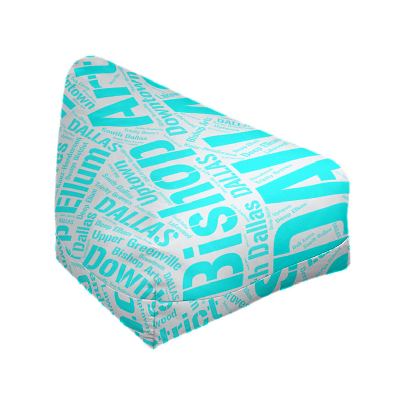 Classic Bean Bag, 42" H x 38" W x 29" D, Dallas, Cyan Polyester Blend