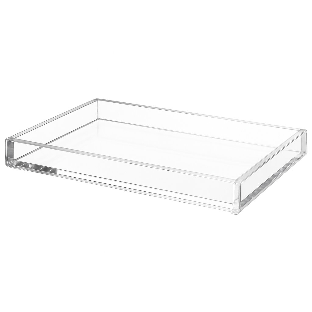 Paige Acrylic Tray Organizer - Clear Minimalist Catchall Holder for Bedside, Bathroom, and Office Storage - Aesthetically Pleasing Room Decor Rebrilliant