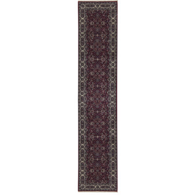 Hand-Knotted High-Quality Red and Ivory Runner