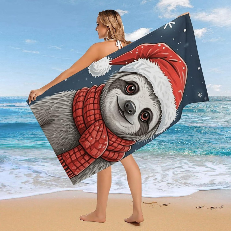 Serviette de plage de Noël en microfibre à séchage rapide, 30 x 60 po