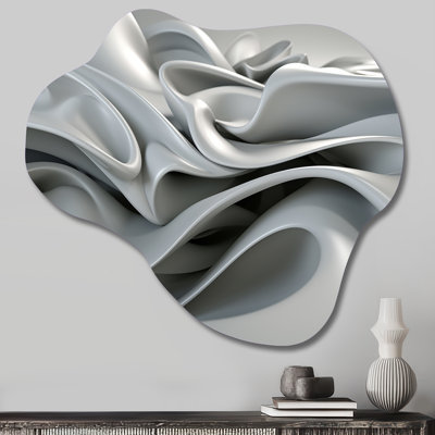Grey Infinite Ripples - Cloud Abstract Modern Waves Metal Wall Art, Asymmetrical Metal Wall Sculpture Print