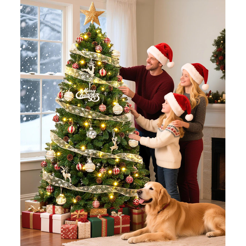 Arbre de Noël artificiel pin vert 6 pi avec support en pin et branches articulées pour une installation facile