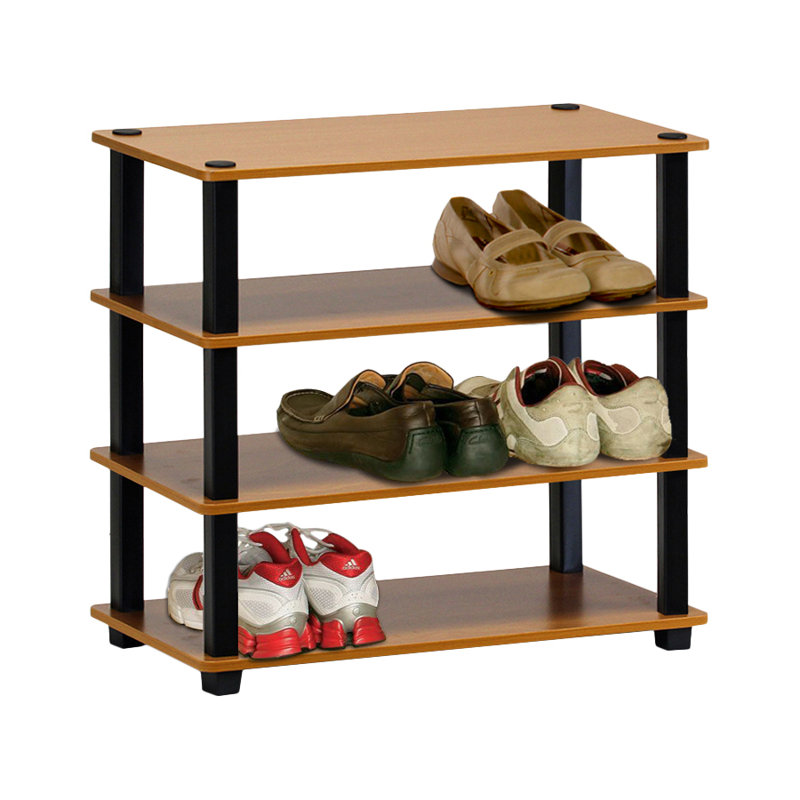 9 Pair Stackable Shoe Rack, Light Cherry