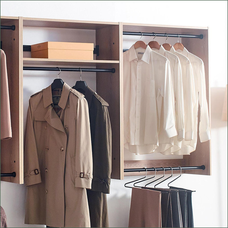 Closet Systems: Devi Wall Mounted Modular Oak Wood Closet | Oak | Wood