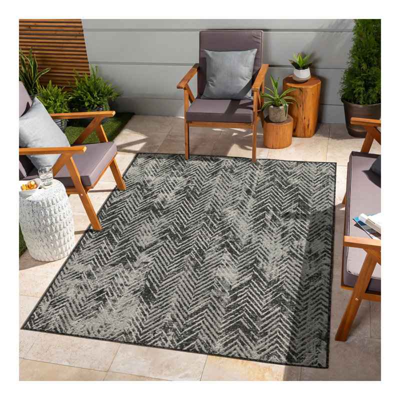 Tapis intérieur / extérieur anthracite Sunshine, Rectangle 7 pi 10 po x 10 pi 3 po
