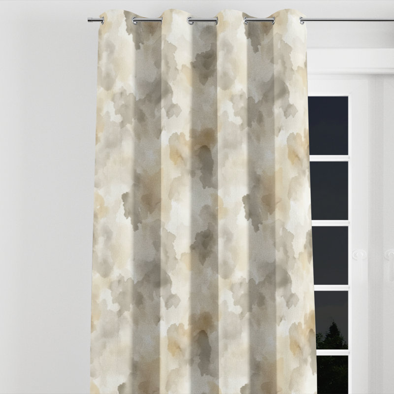 Rideaux abstraits pour chambre à coucher - Rideau à œillets Azizah orange - 1 panneau, L 52 po x L 95 po, Œillets argentés