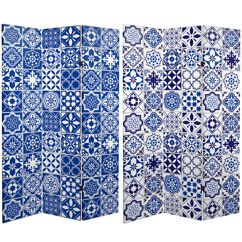 Paravent en toile rétro, Azules