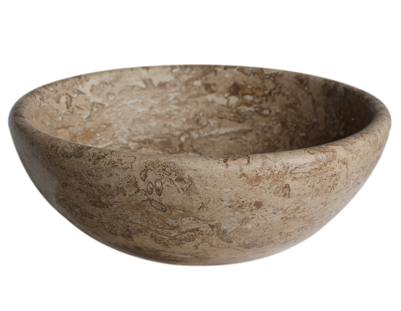 Classic Round Stone Vessel Bathroom Sink, Afyon Noce
