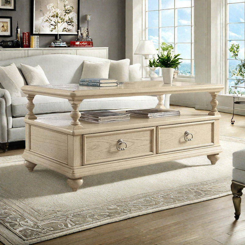 American ivory white square end table