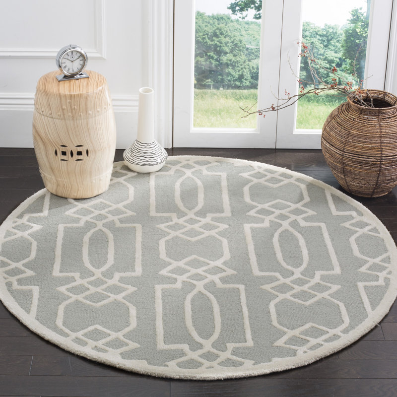 Zandbergen Hand Tufted Wool Damask Rug, Round 5'