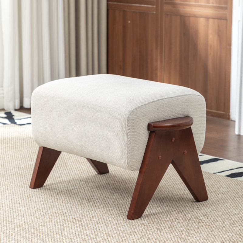 Karsen Upholstered Bench with Solid Wood Leg, Beige