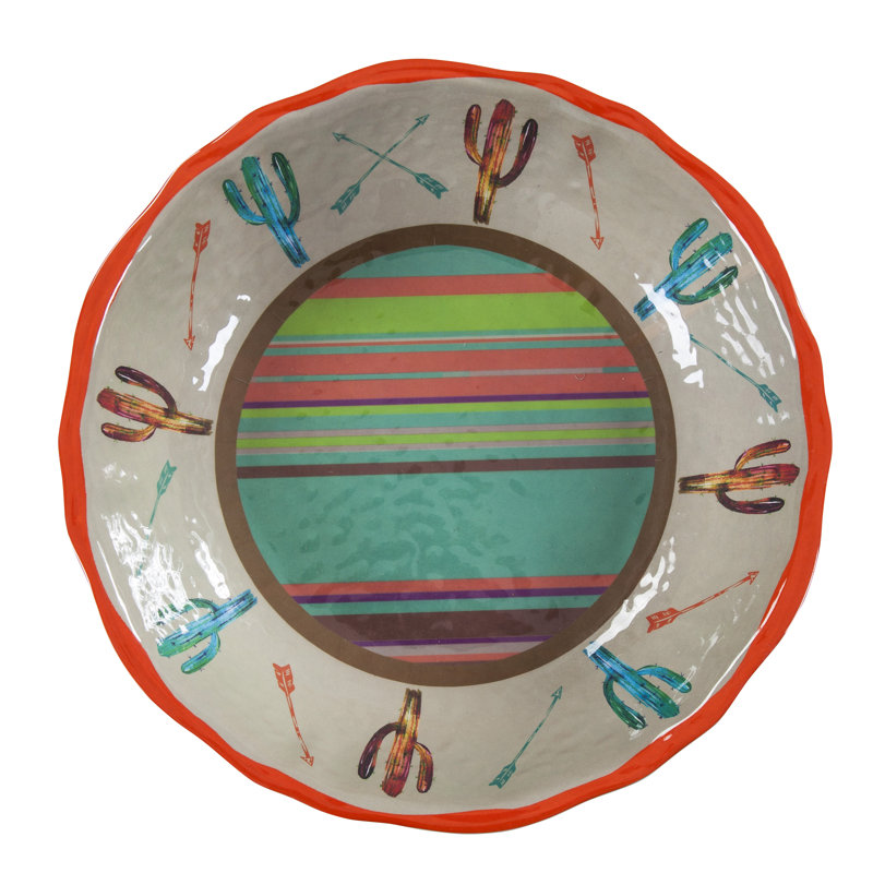 Southwestern Cactus Design Multicolor Melamine Serving Bowl