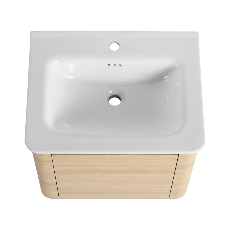 Meuble-lavabo mural avec lavabo en céramique blanche, 24"