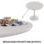 Table de salle à manger circulaire, table de salle à manger, table de salle à manger pour 2 à 4 personnes, plateau et base en panneau de fibres à densité moyenne et 2 chaises de salle à manger en métal plaqué en polyuréthane-2093393955-2093393953