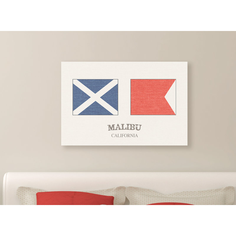 « malibu nautique flags », impression, H 16 po x l 20 po, Toile tendue